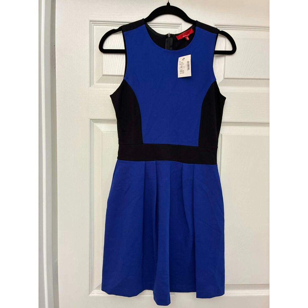 RED Saks Fifth Ave S Cobalt Blue Black Fit Flare‎ Dress NWT Colorblock
